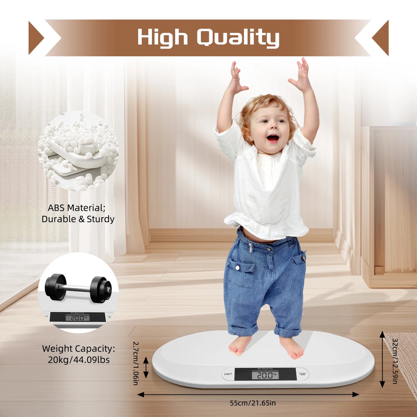 Digital Baby Scale 20kg Capacity With High Precision Sensor Ergonomic Design