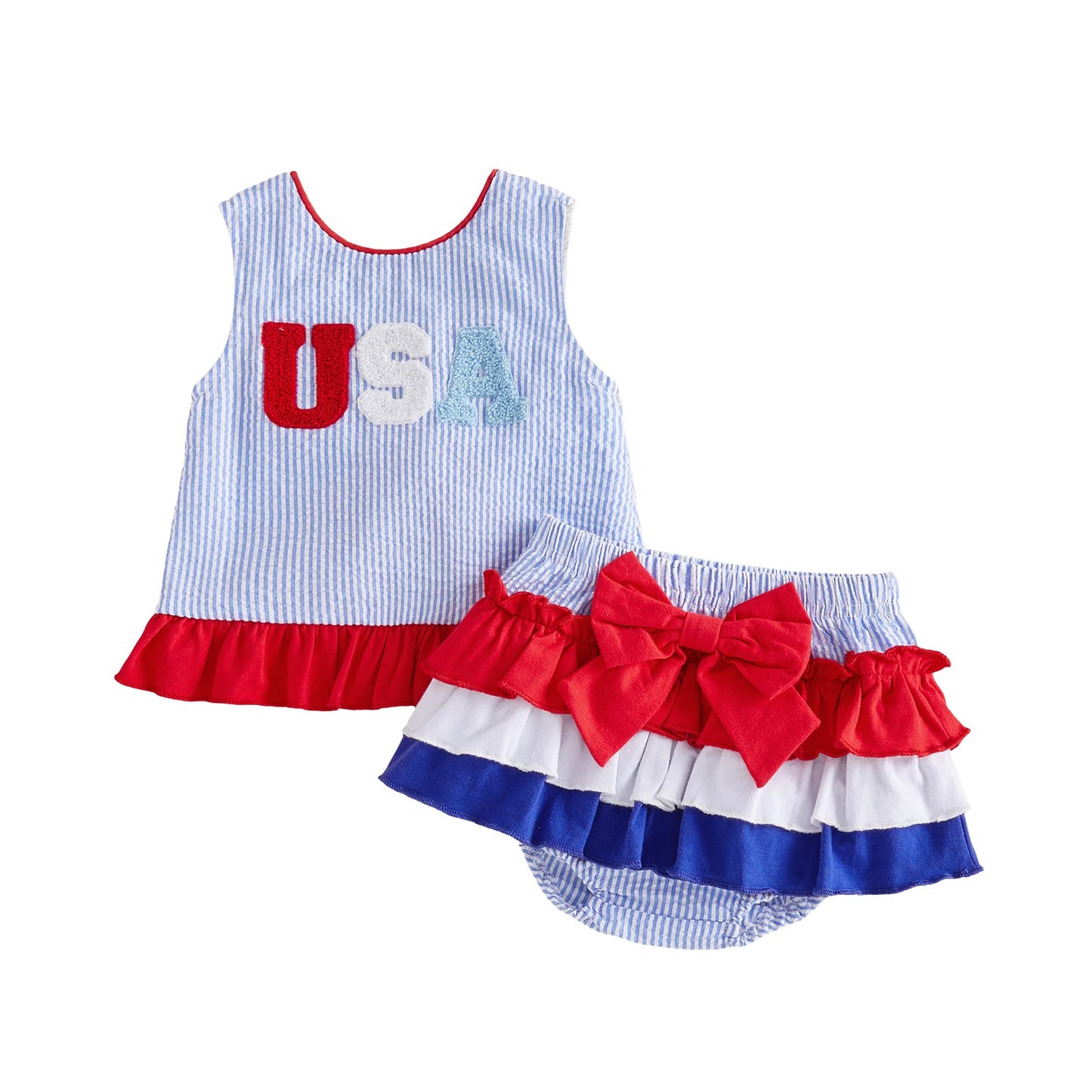 Independence Day Toddler Outfit Set For Baby Girls
