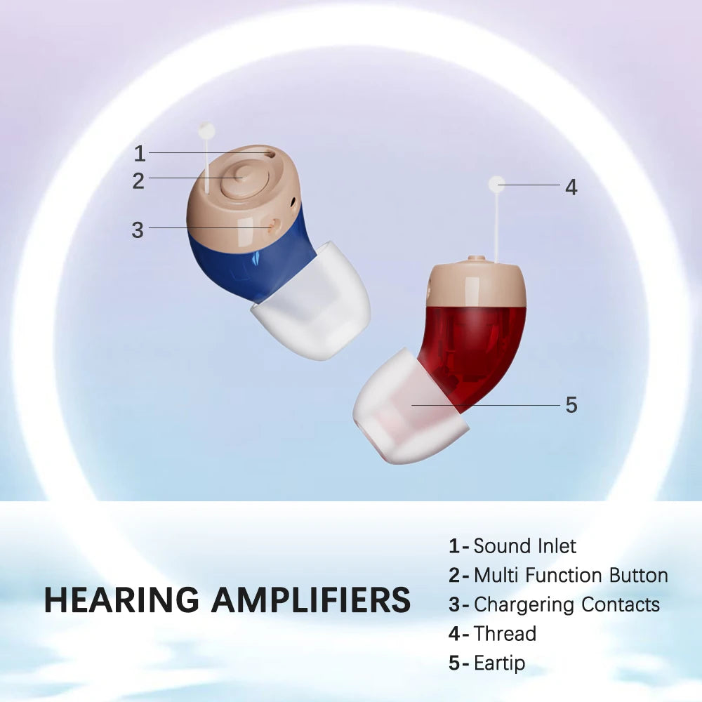 JINGHAO Mini Hearing Aids Rechargeable In Ear Amplifier 16 Hours Working Time