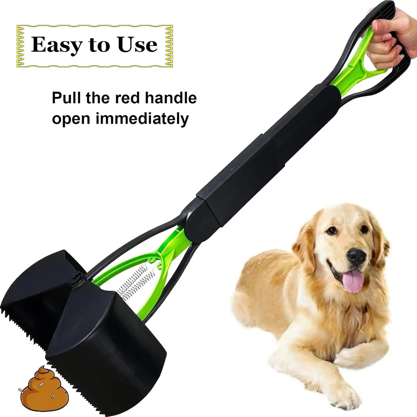 Dog Pooper Scooper For All Dogs With Teeth For Easy Grass Gravel Pickup
