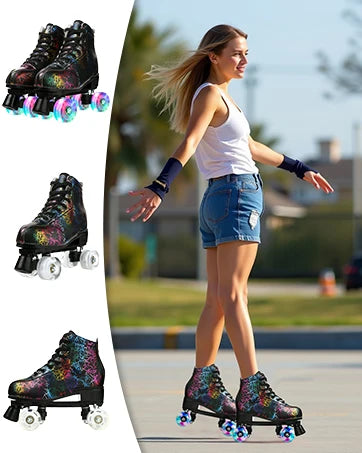 YYW Flashing Quad Roller Skates for Adults Outdoor Use