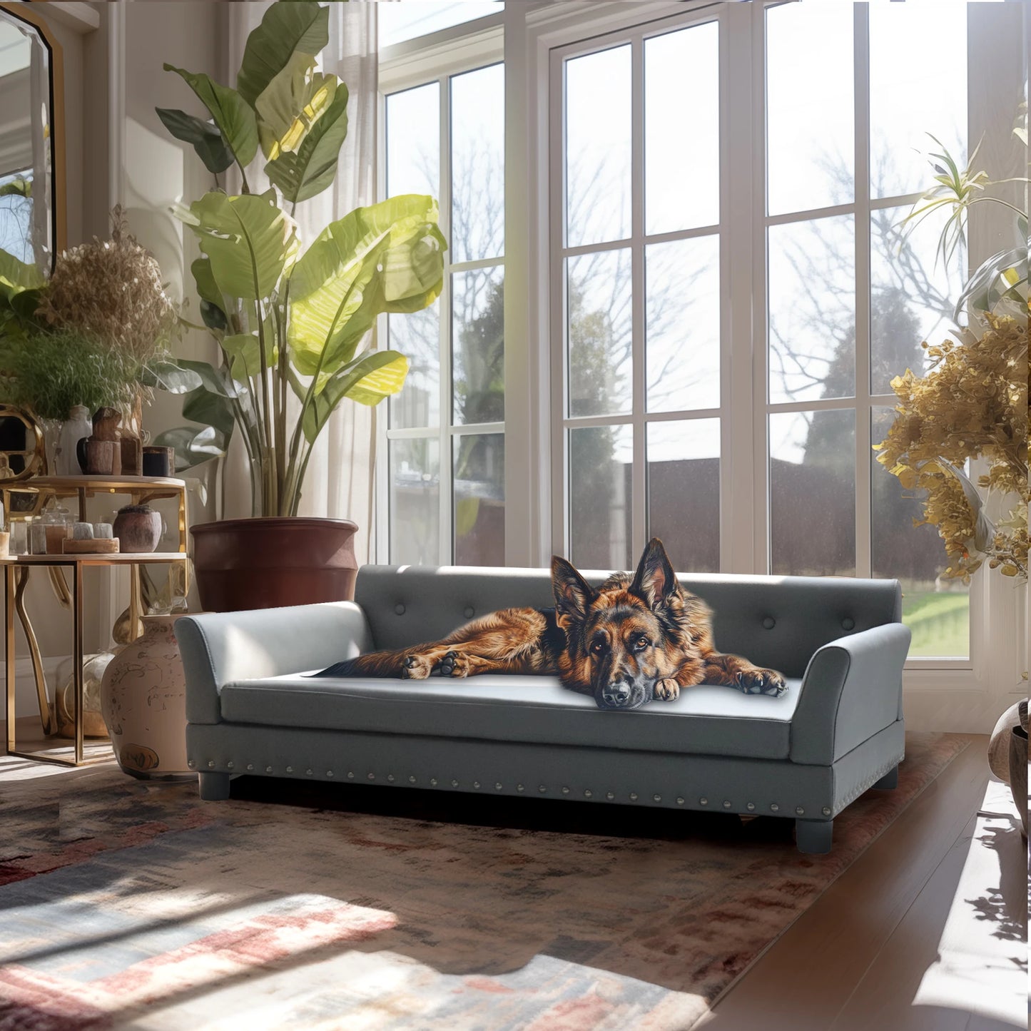 BINGOPAW Durable Leather Elevated Rectangle Dog Bed For Dogs