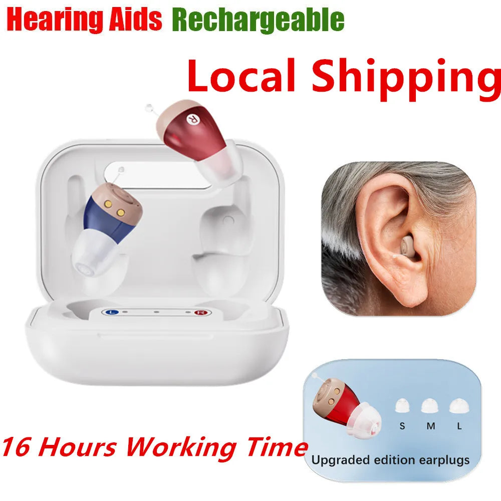 JINGHAO Mini Hearing Aids Rechargeable In Ear Amplifier 16 Hours Working Time