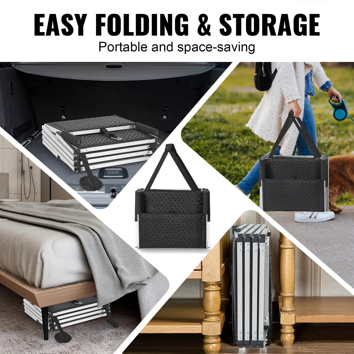 SucceBuy Foldable Dog Car Steps Aluminum 150 Lb Capacity