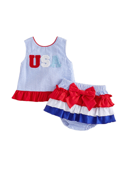 Independence Day Toddler Outfit Set For Baby Girls