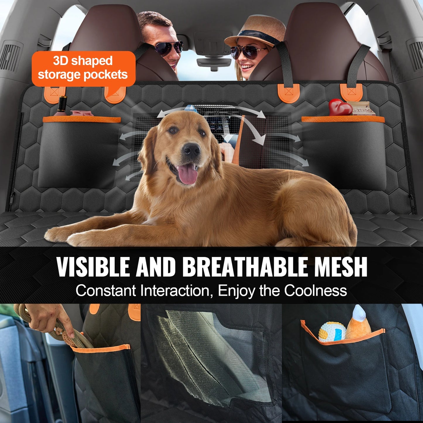 SucceBuy Back Seat Extender Dog Car Hammock With Mesh Window And Storage