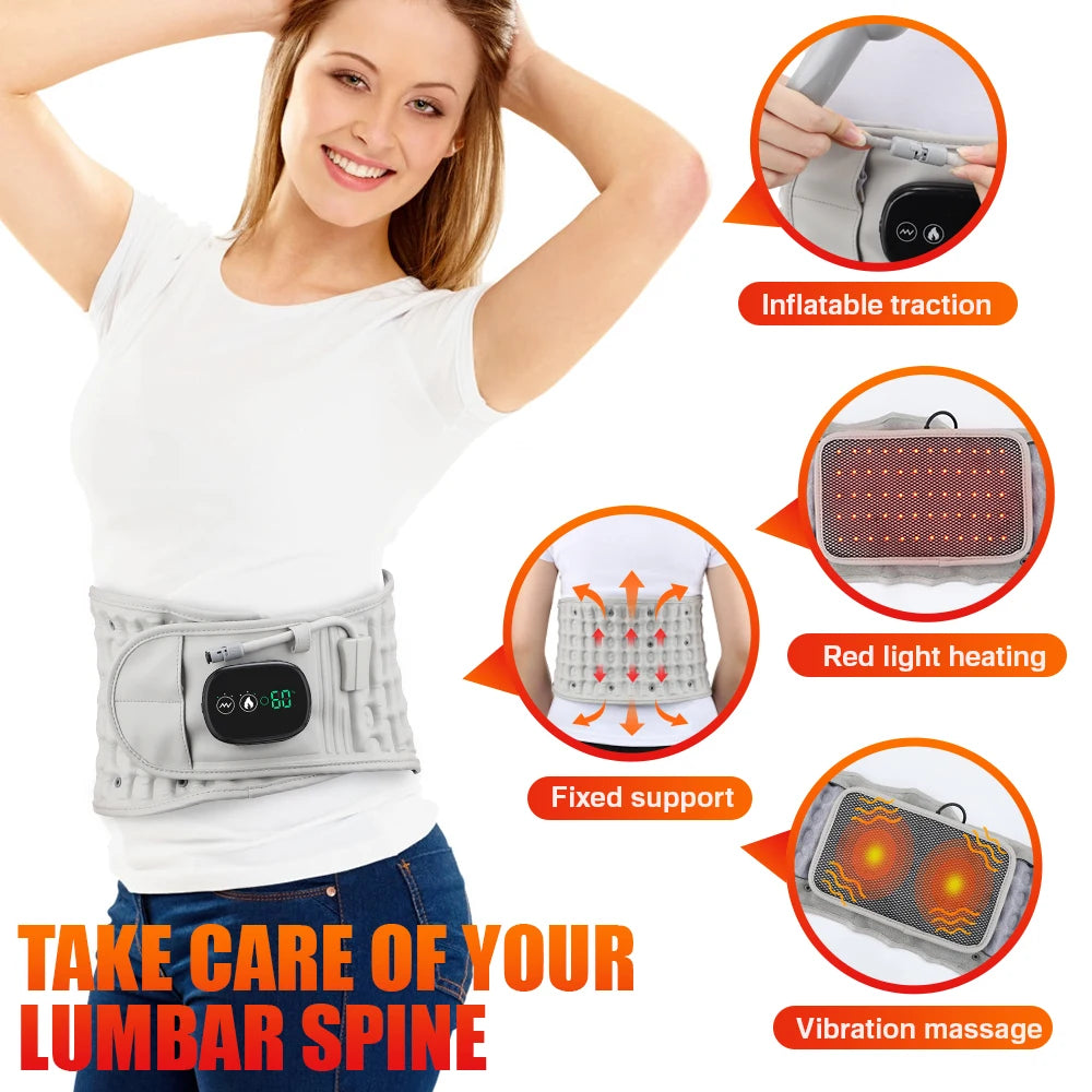 PASTSKY Inflatable Lumbar Traction Belt With Heating Rechargeable Battery