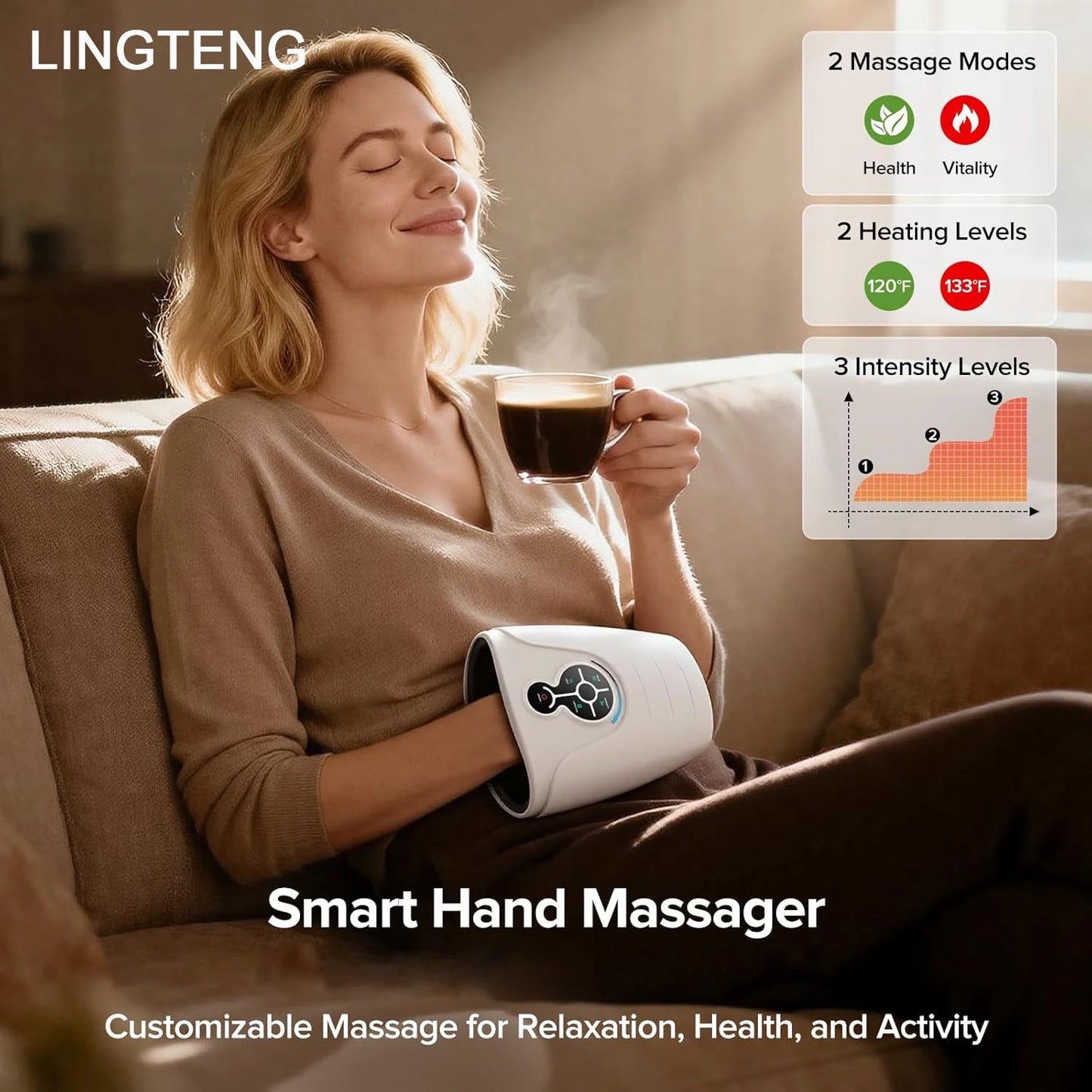LINGTENG Hand Massager With Heat And Wireless For Arthritis