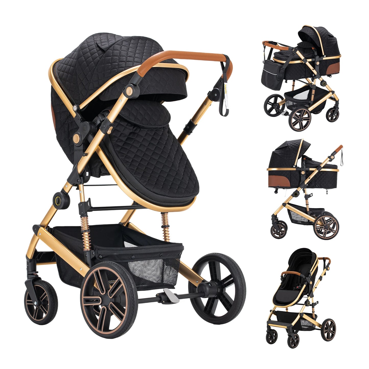 2 In 1 Baby Stroller High Landscape Convertible Bassinet Pram