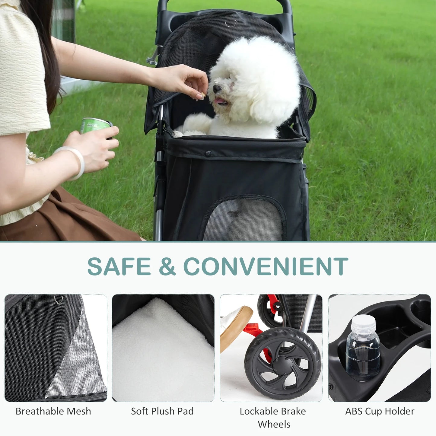 Three Wheel Foldable Pet Stroller for Dogs and Cats