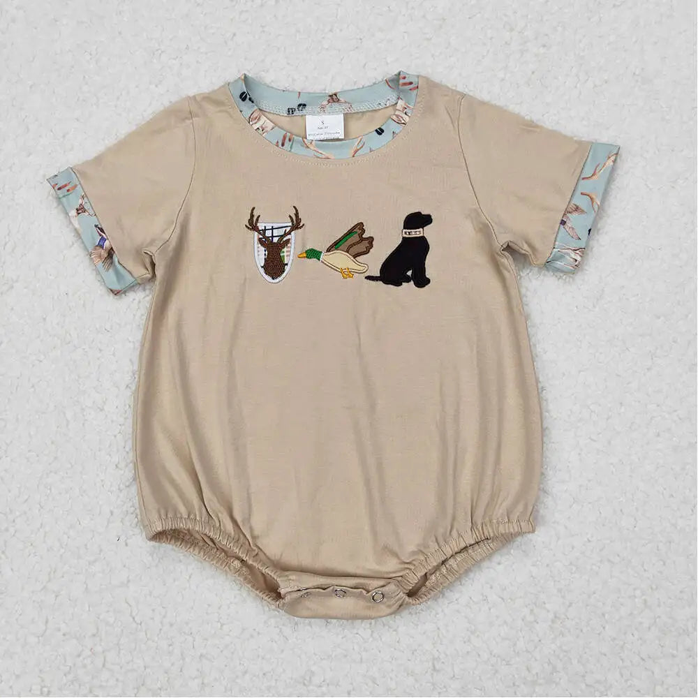 Baby Boy Romper Cute Animal Print Bodysuit With Hunting Theme