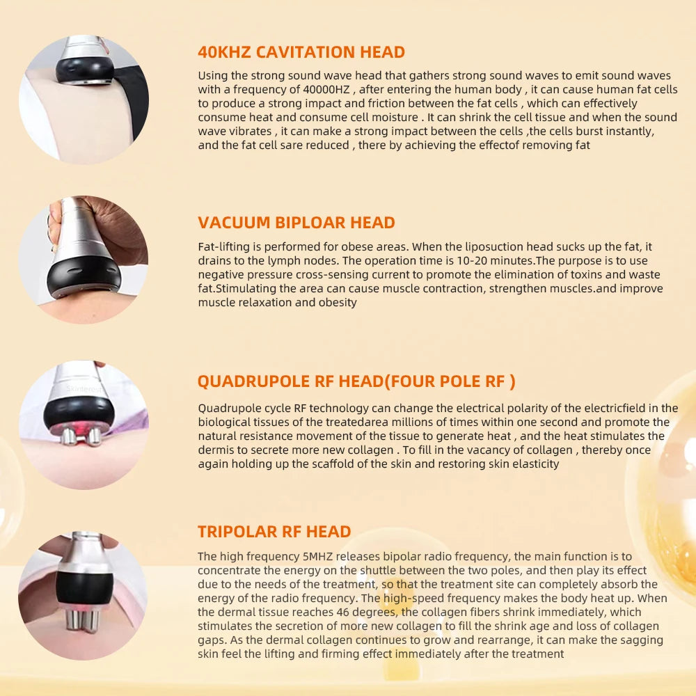 MISSHEART 4 In 1 Vacuum Therapy Cavitation RF Fat Remover Body Slimming Machine