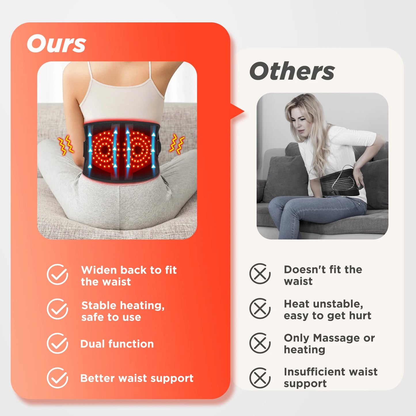 PASTSKY Electric Heating Waist Massager Vibration Hot Compress Belt