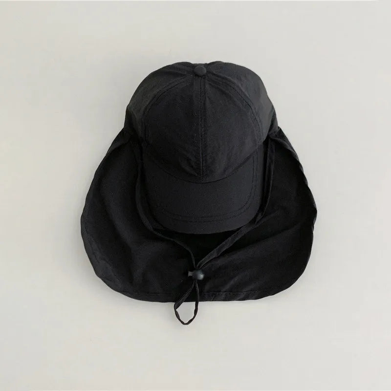 Summer Baby Sun Hat With Shawl Quick Dry Neck Protector Kids Visor Cap