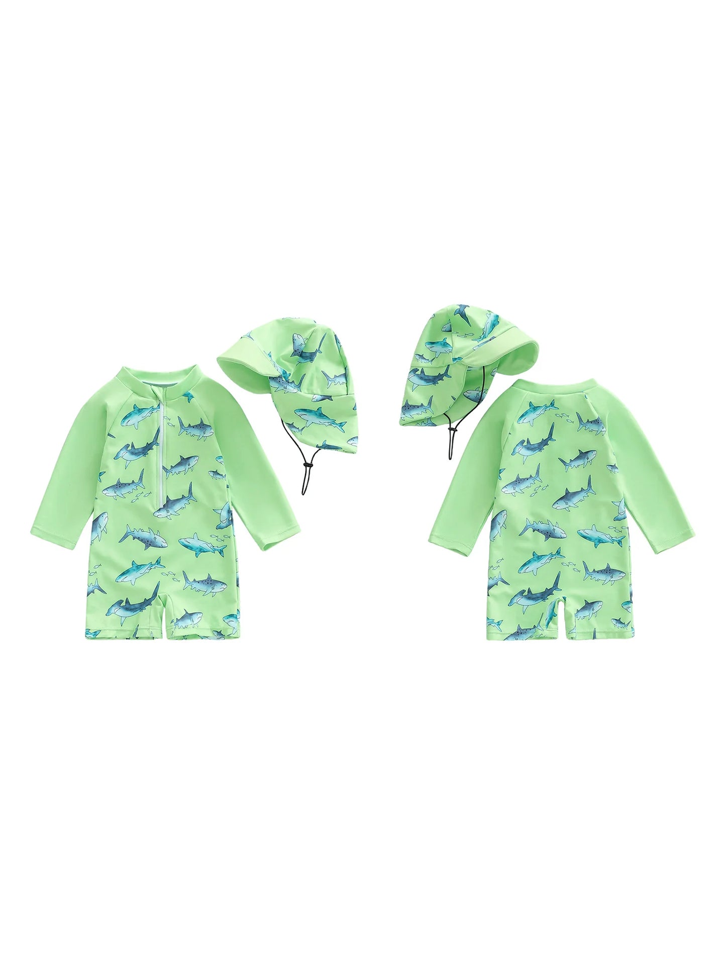 Meihuida Baby Rash Guard Swimsuit Shark Print Zip Closure