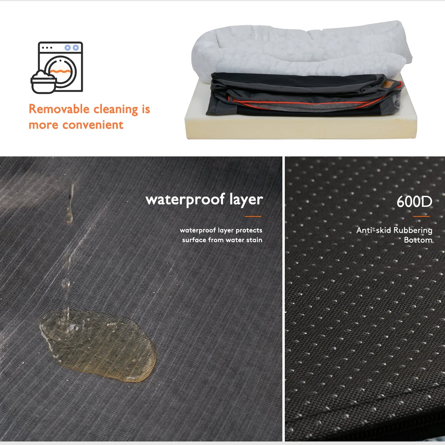 Bingopaw Large Dog Bed Waterproof Fleece With Removable Cover