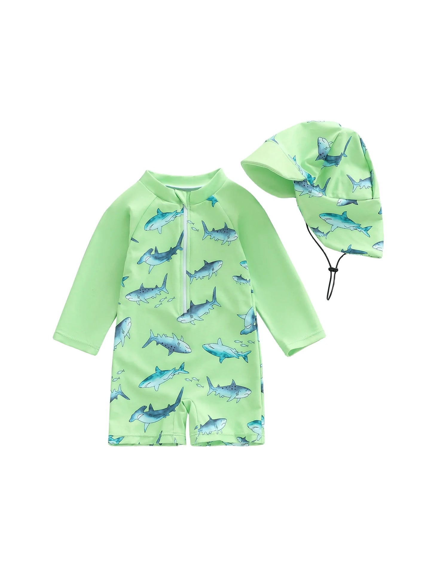Meihuida Baby Rash Guard Swimsuit Shark Print Zip Closure