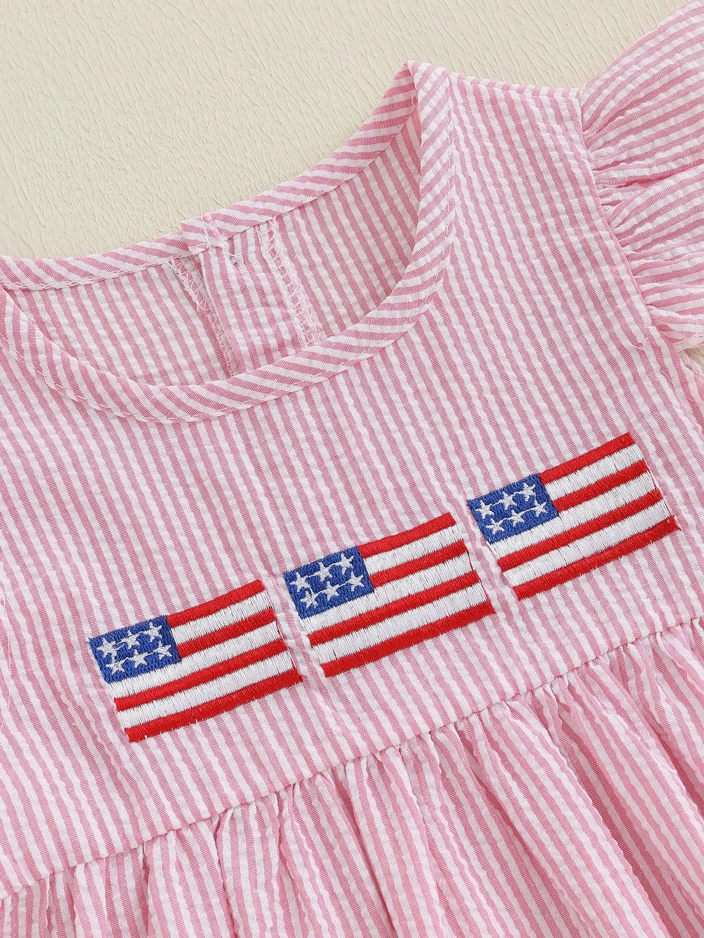 Toddler Girl Fourth Of July Dress American Flag Smocked