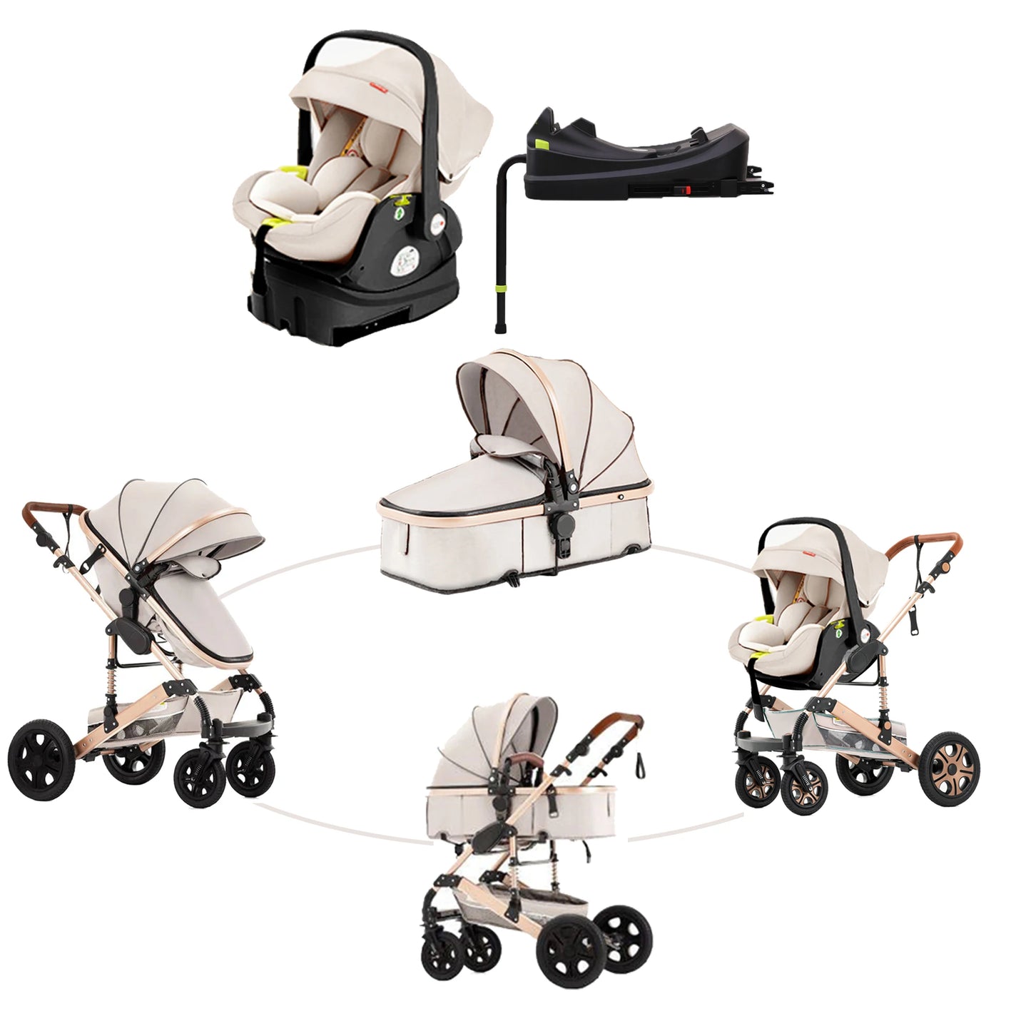 SteAnny Baby Stroller Travel System With Isofix Base