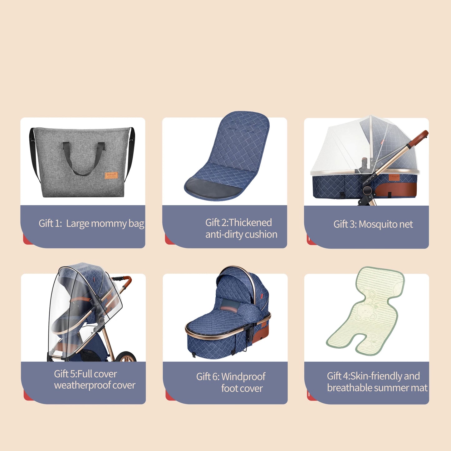 B.childhood All In One Luxury Stroller 3 In 1 High Landscape Pram