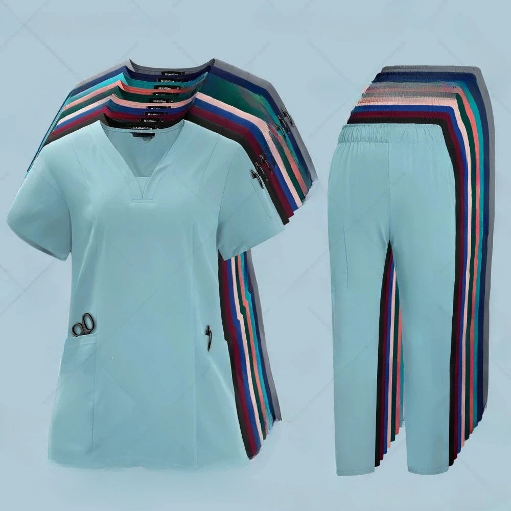 Nursing Scrubs Sets Unisex Medical Uniform Tops Pants