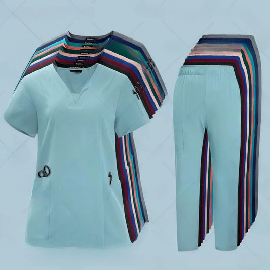 Nursing Scrubs Sets Unisex Medical Uniform Tops Pants