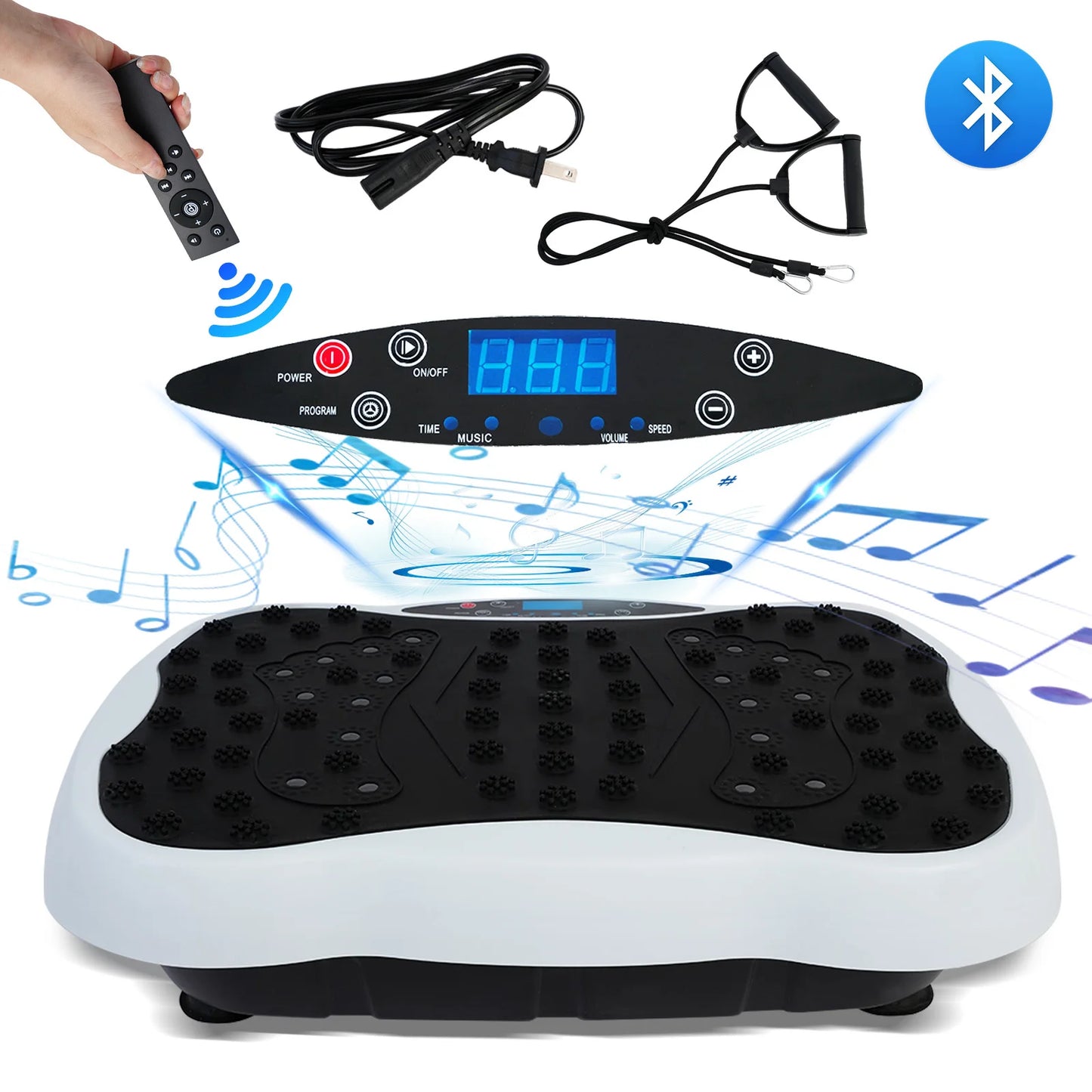 Body Vibration Plate Exercise Machine With Resistance Bands Remote Control