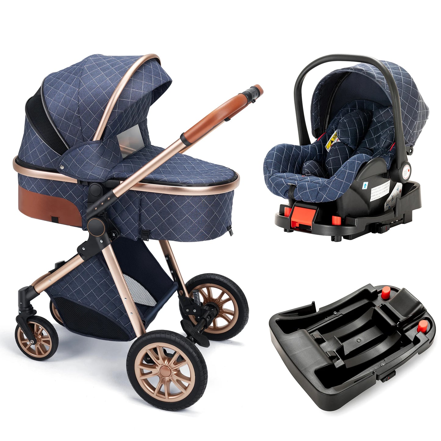 High Landscape 3 In 1 Baby Pram Stroller Reversible Seat