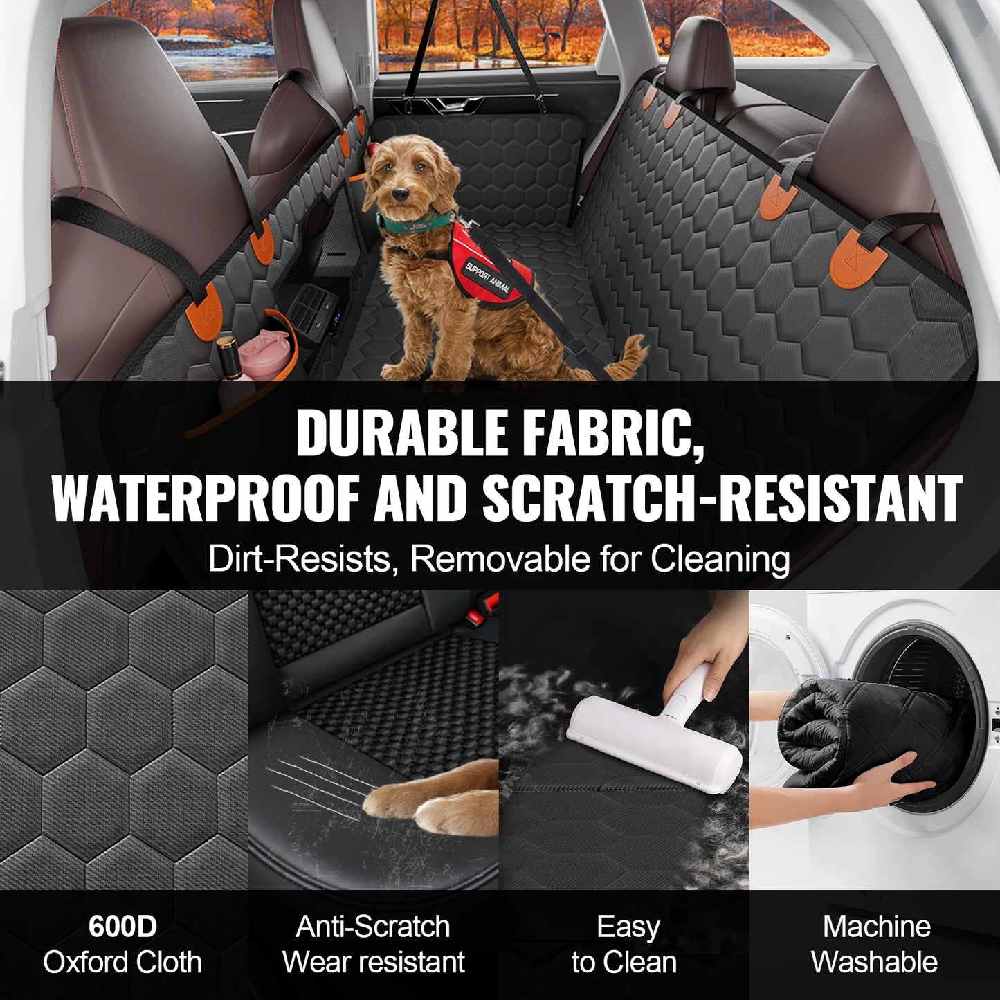 SucceBuy Back Seat Extender Dog Car Hammock With Mesh Window And Storage