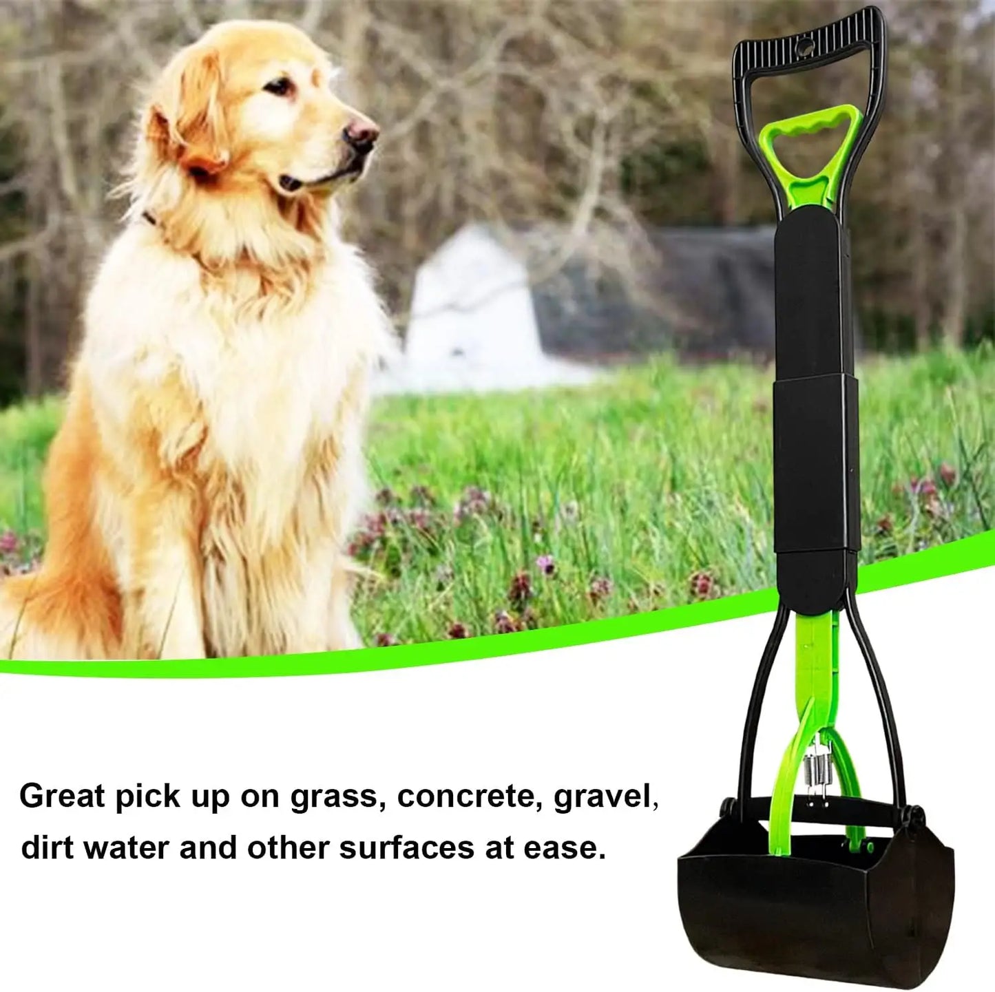Dog Pooper Scooper For All Dogs With Teeth For Easy Grass Gravel Pickup