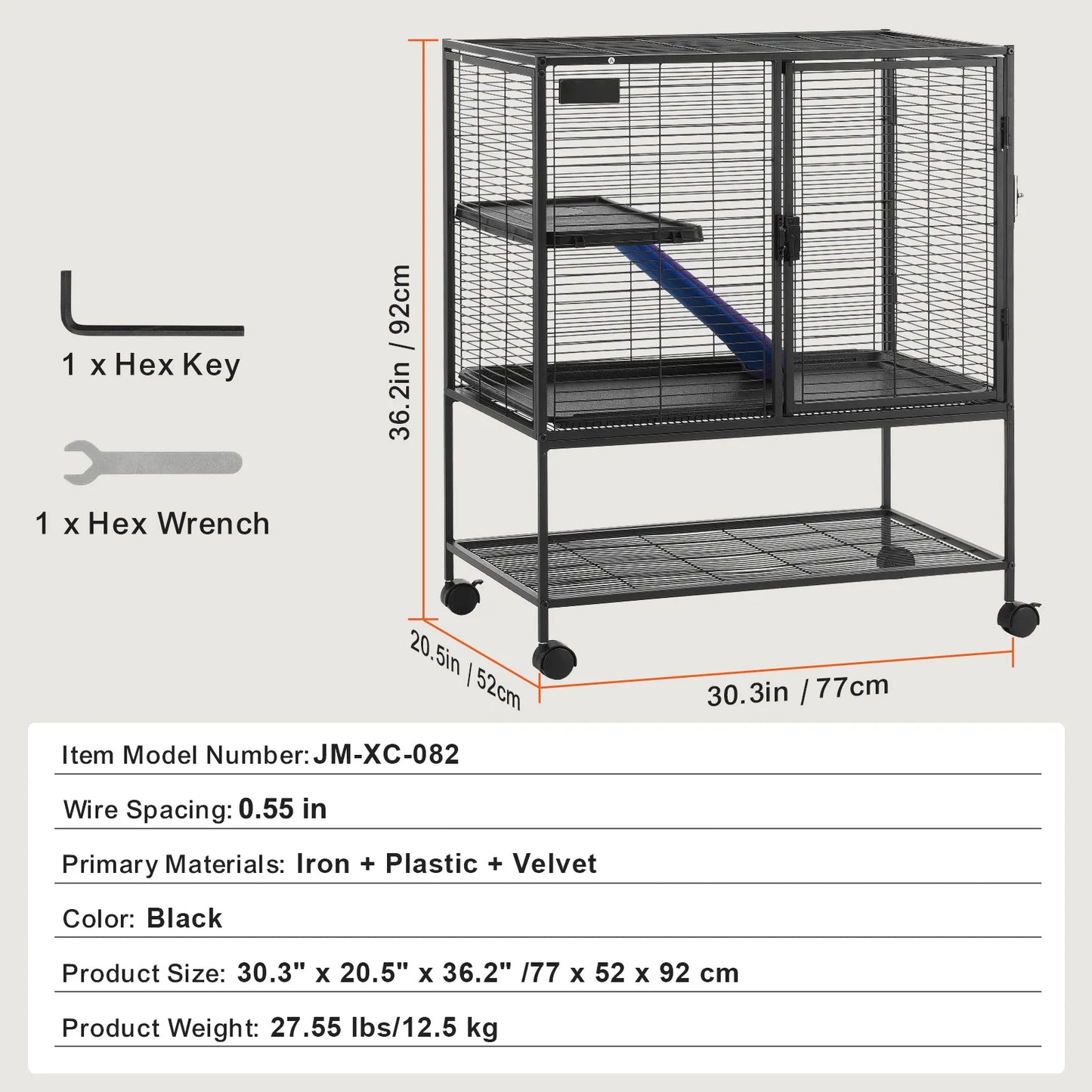 Rolling Metal Ferret Cage 4-Tier For Small Animals