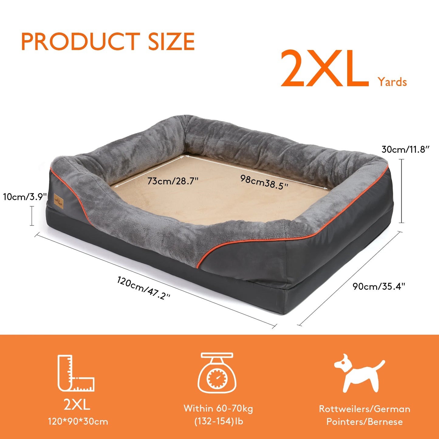 Bingopaw Large Dog Bed Waterproof Fleece With Removable Cover
