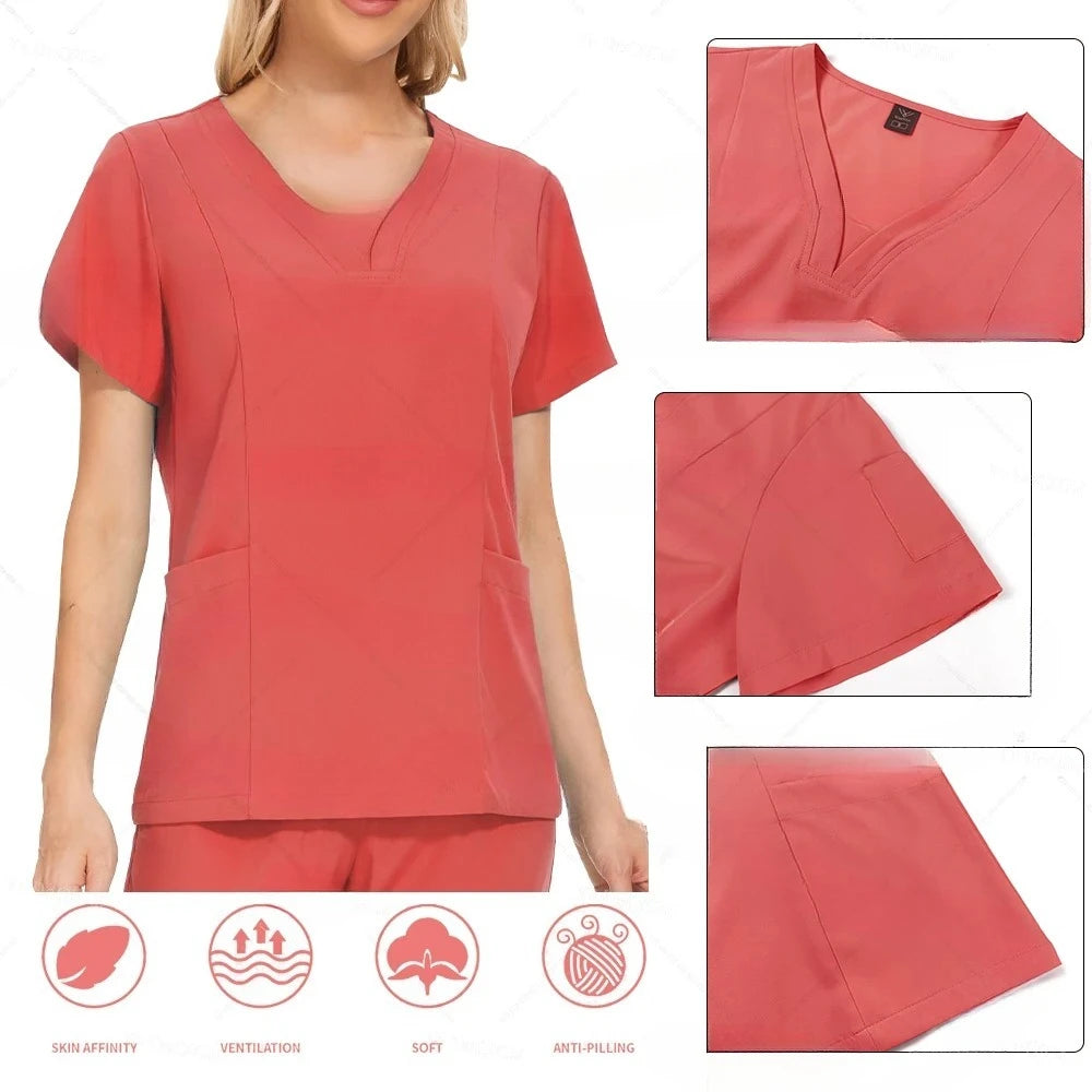 Nursing Scrubs Sets Unisex Medical Uniform Tops Pants