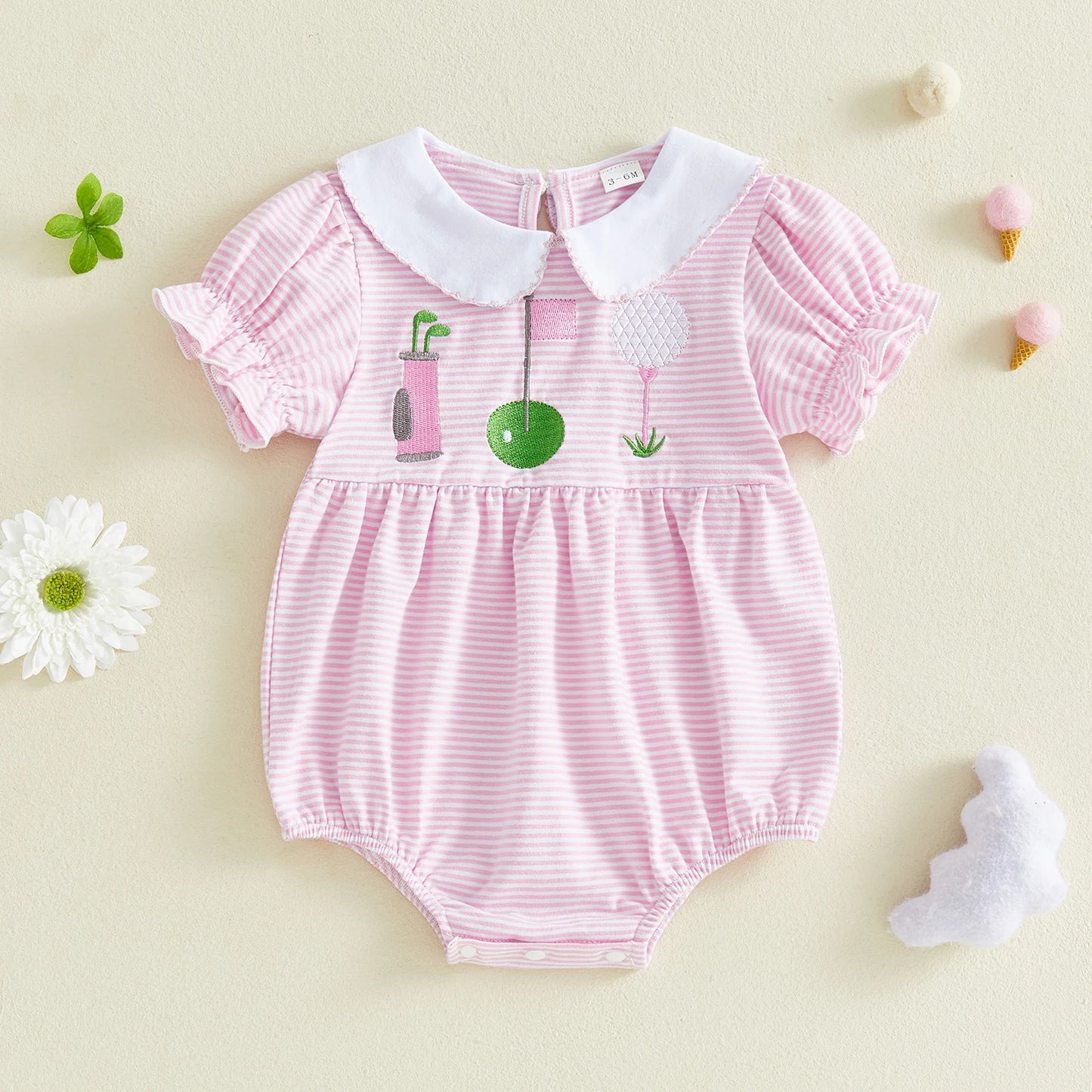 Floral Print Toddler Romper With Ruffle Sleeves And Bow Details