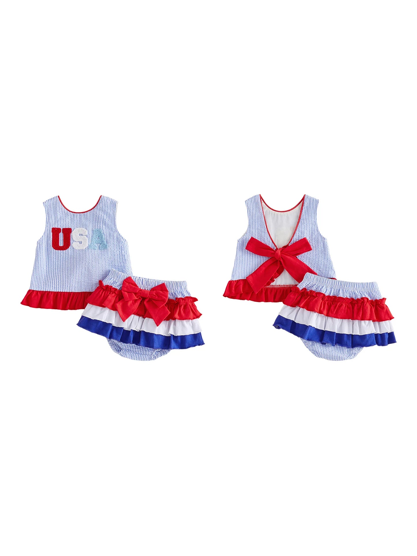 Independence Day Toddler Outfit Set For Baby Girls