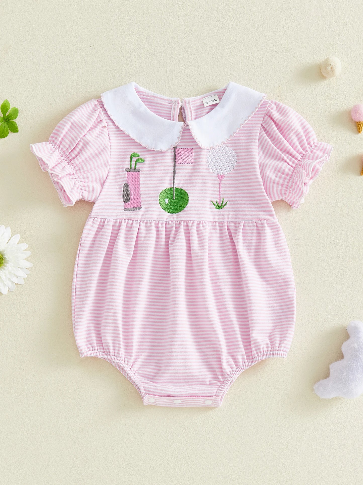 Floral Print Toddler Romper With Ruffle Sleeves And Bow Details