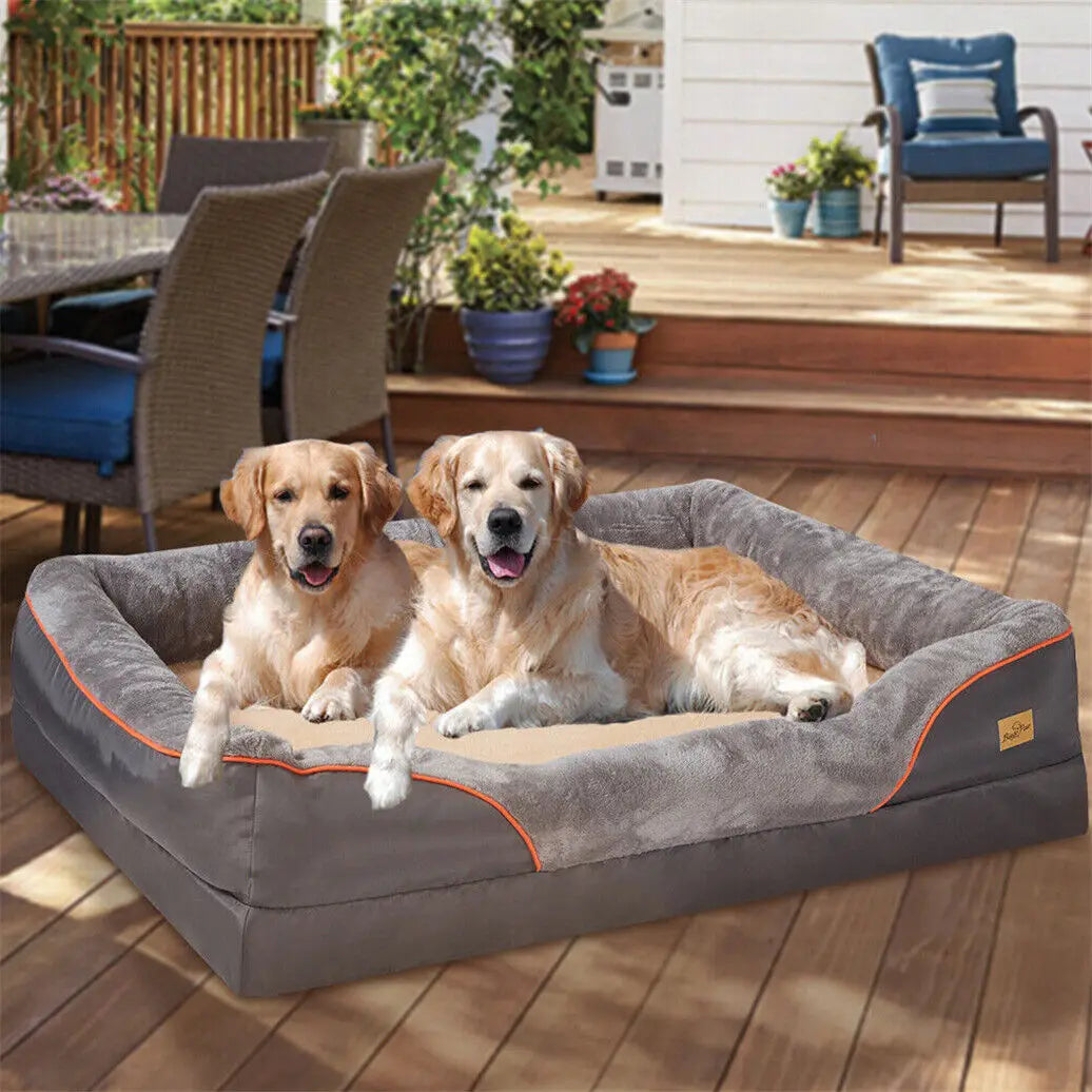 BINGOPAW Orthopedic Memory Foam Dog Bed With Quilted Bolster Waterproof