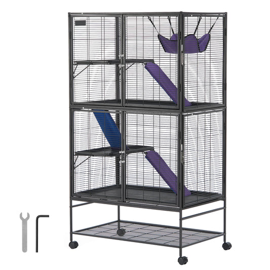 Rolling Metal Ferret Cage 4-Tier For Small Animals