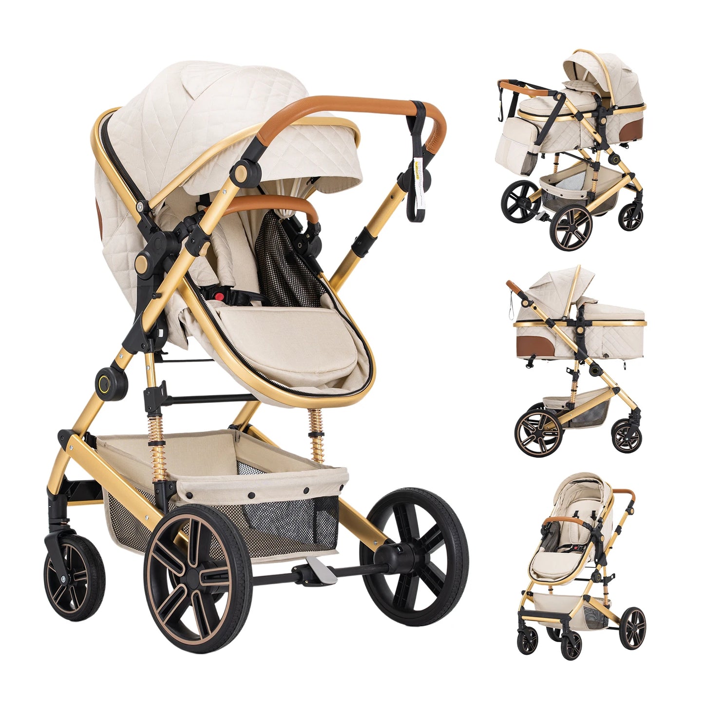 2 In 1 Baby Stroller High Landscape Convertible Bassinet Pram