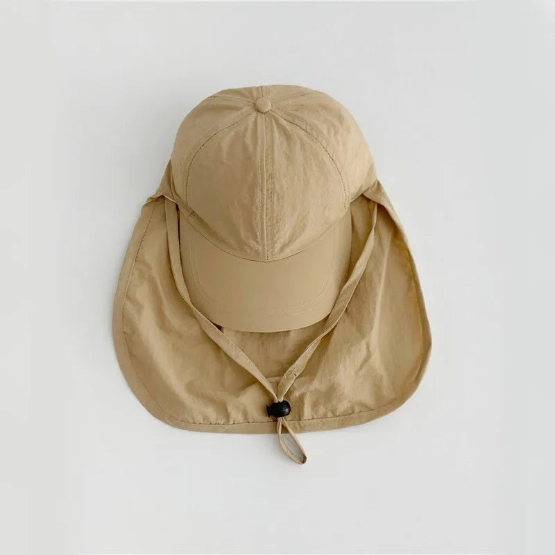 Summer Baby Sun Hat With Shawl Quick Dry Neck Protector Kids Visor Cap