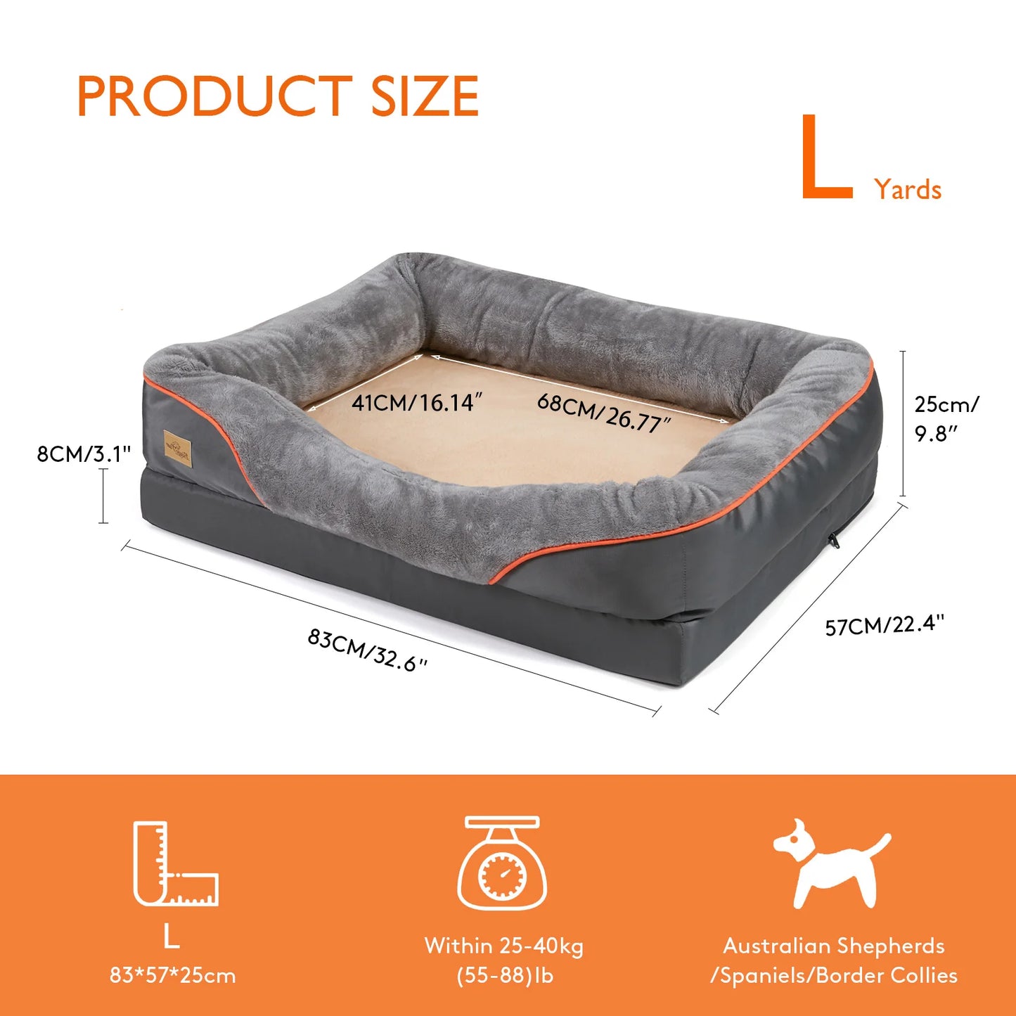 BINGOPAW Dog Bed With Removable Washable Cover And Waterproof Fleece
